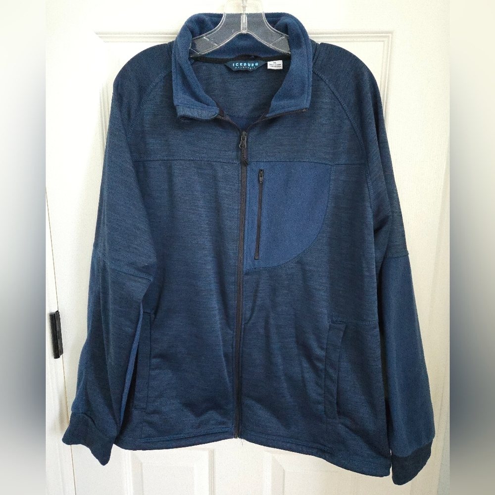 Iceburg XL Men's Navy Blue Fleece Full Zip Jacket, Golf, Classic, Versatile